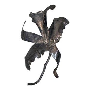Vintage Signed Silver Botanical Flower Orchid Daffodil Brooch Sculptural Design